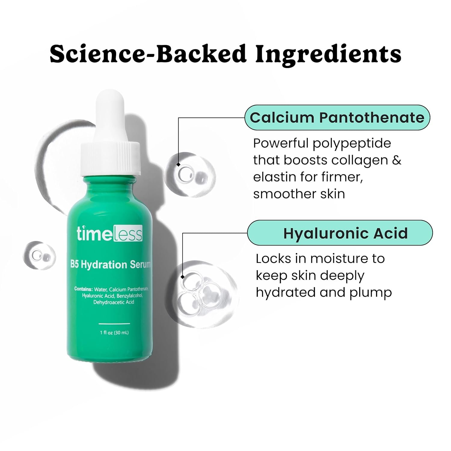 Timeless Vitamin B5 Serum with Hyaluronic Acid 30ml - Best for Hydration 3 Timeless Vitamin B5 Serum with Hyaluronic Acid 30ml - Best for Hydration - Image 3